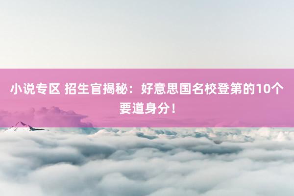 小说专区 招生官揭秘：好意思国名校登第的10个要道身分！