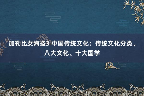 加勒比女海盗3 中国传统文化：传统文化分类、八大文化、十大国学