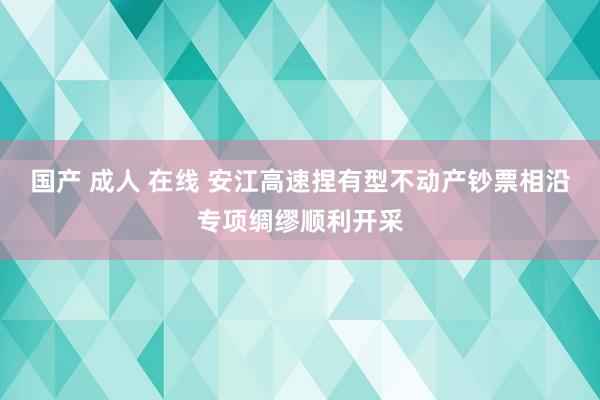 国产 成人 在线 安江高速捏有型不动产钞票相沿专项绸缪顺利开采